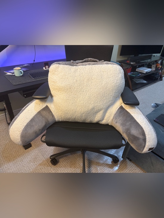 UGG Other - UGG Cream and Gray Sherpa Lumbar Pillow with Leather Logo